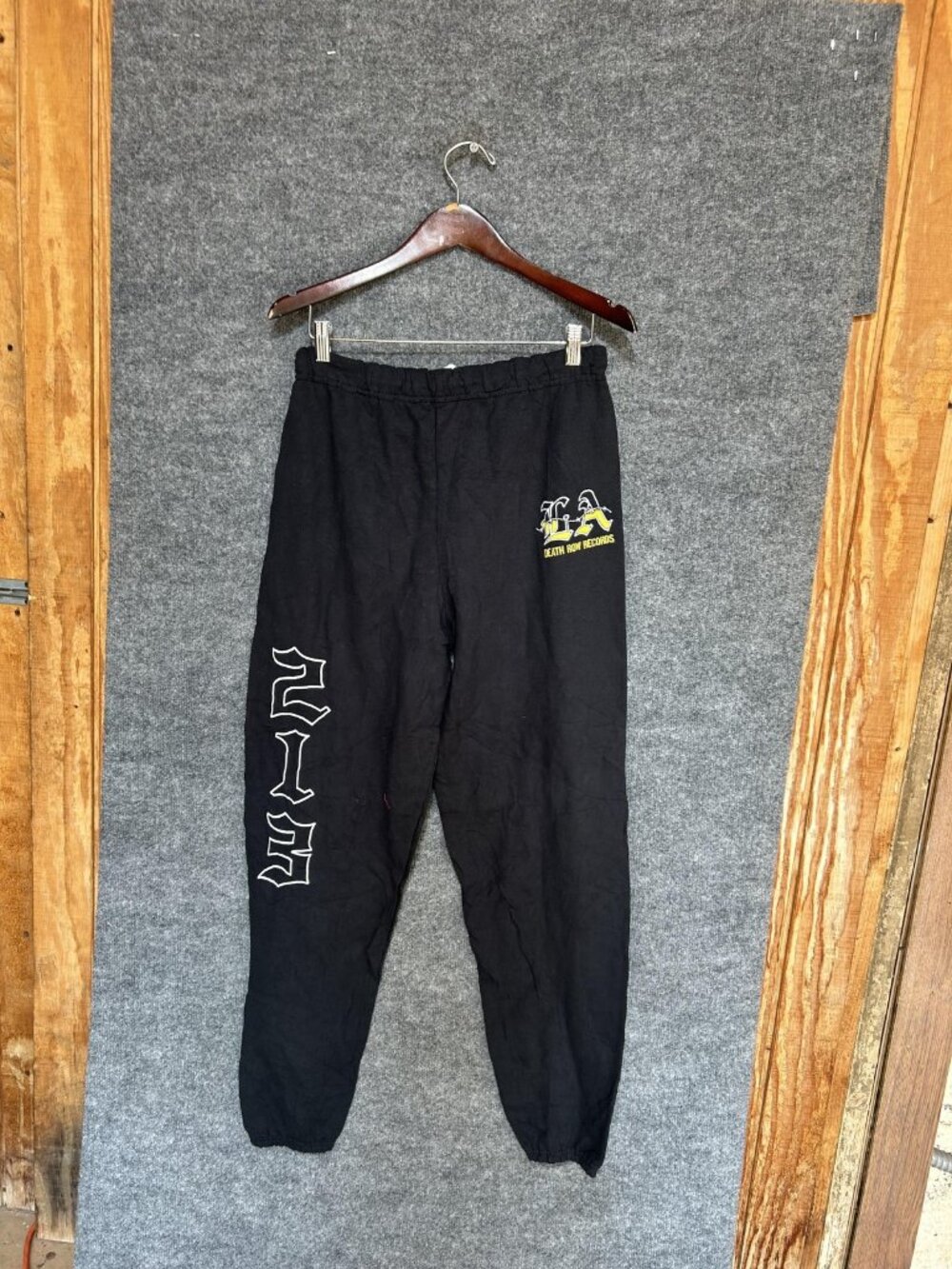 Death Row Records Pants Mens Medium Black Sweatpants Joggers 213 LA Graphic
